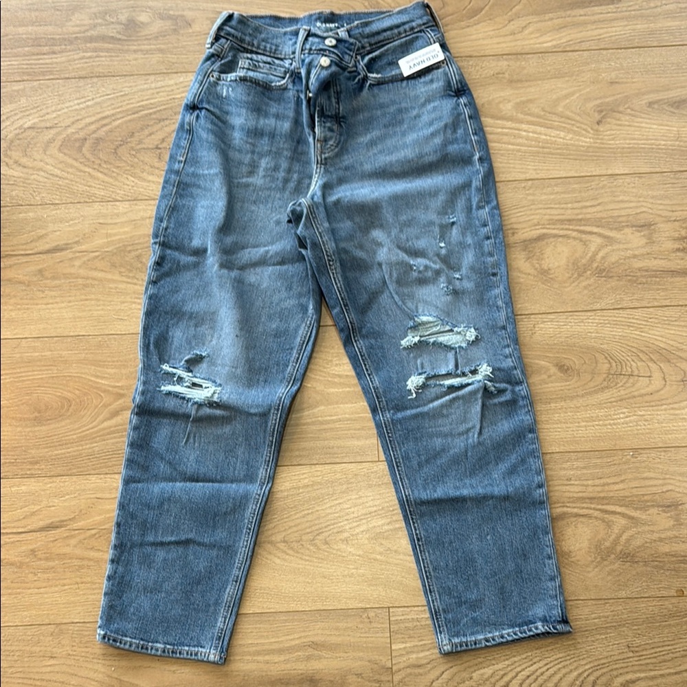 Old Navy Extra High-Rise Sky-Hi Straight Blue Jeans